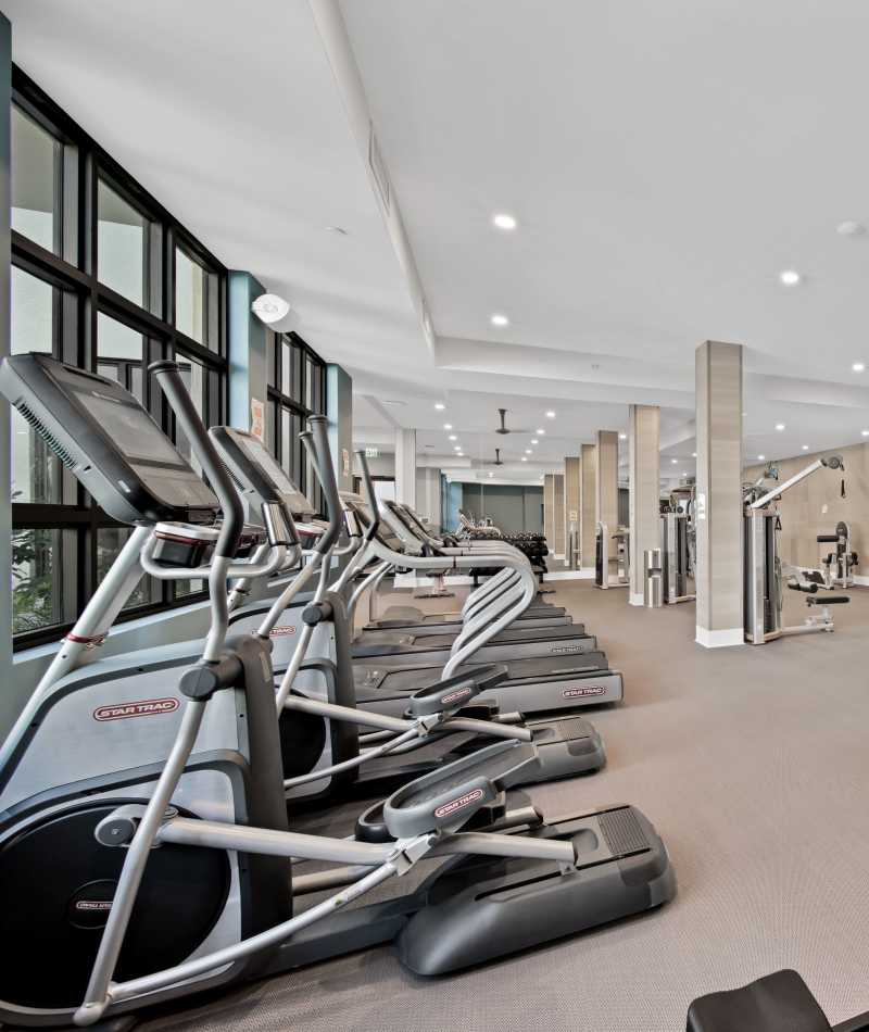 Modern fitness equipment at Palmera in Doral, Florida